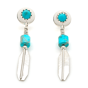 Turquoise Feather Earring