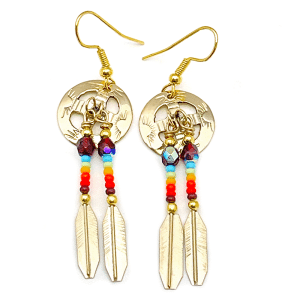 Brass and Beads Medicine Wheel Earrings