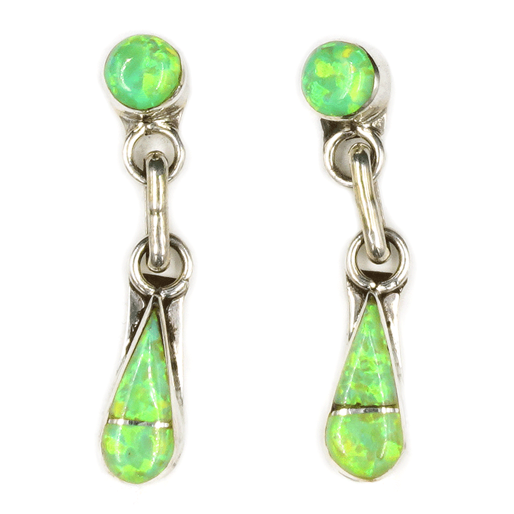 Opal Dangle Post Earrings - Image 2