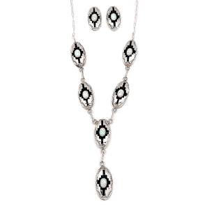 White Opal Shadowbox Necklace & Earring Set