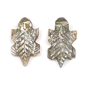 Carved Abalone Horn Toad Post Earrings