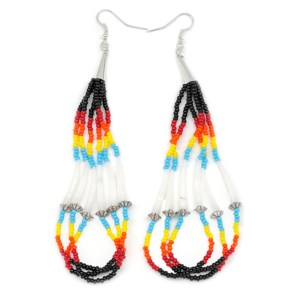 Beaded and Dentalium Shell Earrings
