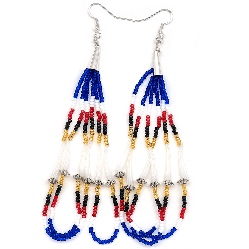 Beaded and Dentalium Shell Earrings - Image 2