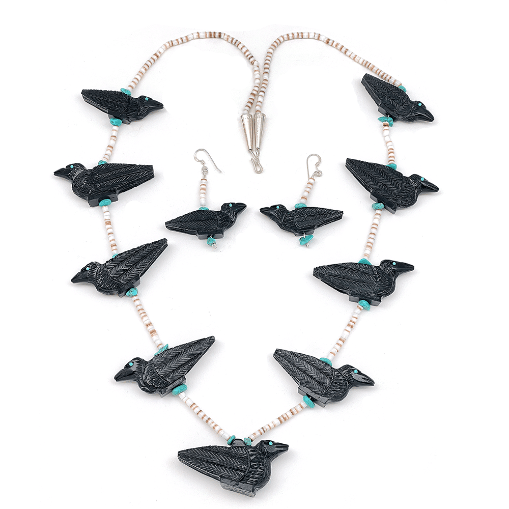 Raven Fetish Necklace and Earring Set