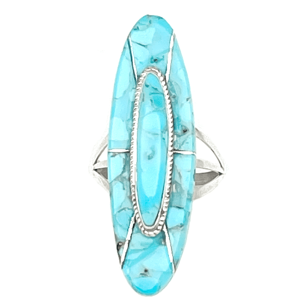 Long Inlay Turquoise Women's Ring - Thunderbird Jewelry