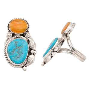 Turquoise, Spiny Oyster and Leaf Women's Ring