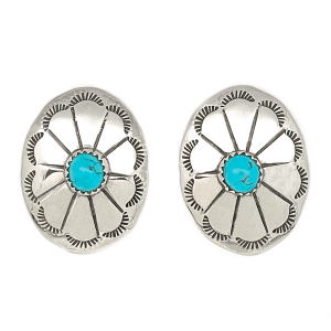 Turquoise Stamped Concho Earrings