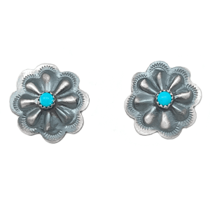 Turquoise Stamp Post Concho Earrings