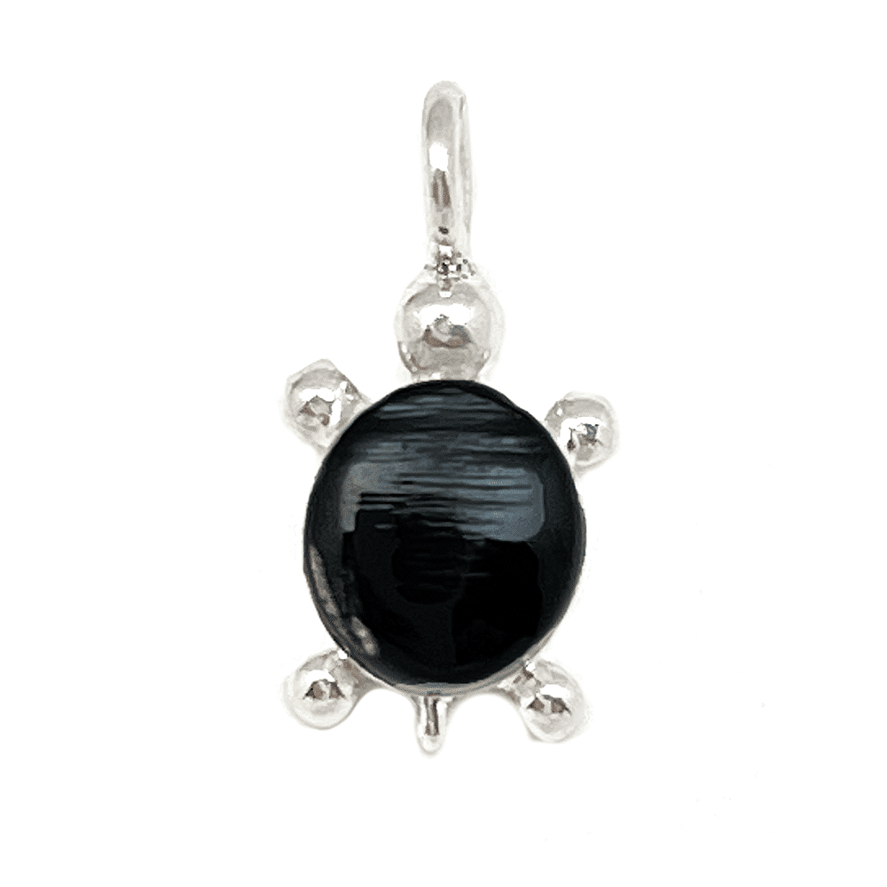 Inlay Jet Turtle Pendant