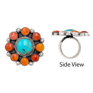 Turquoise and Spiny Oyster Woman's Ring