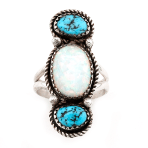 Turquoise and Opal Women's Ring