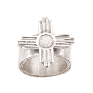 Silver Sand Cast Zia Ring