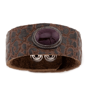 Leather Bracelet With Purple Spiny Oyster Stone