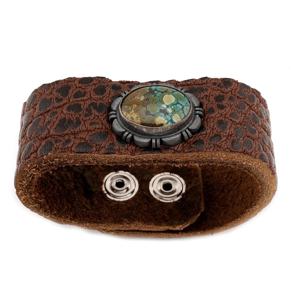 Leather Bracelet With Purple Spiny Oyster Stone - Image 2