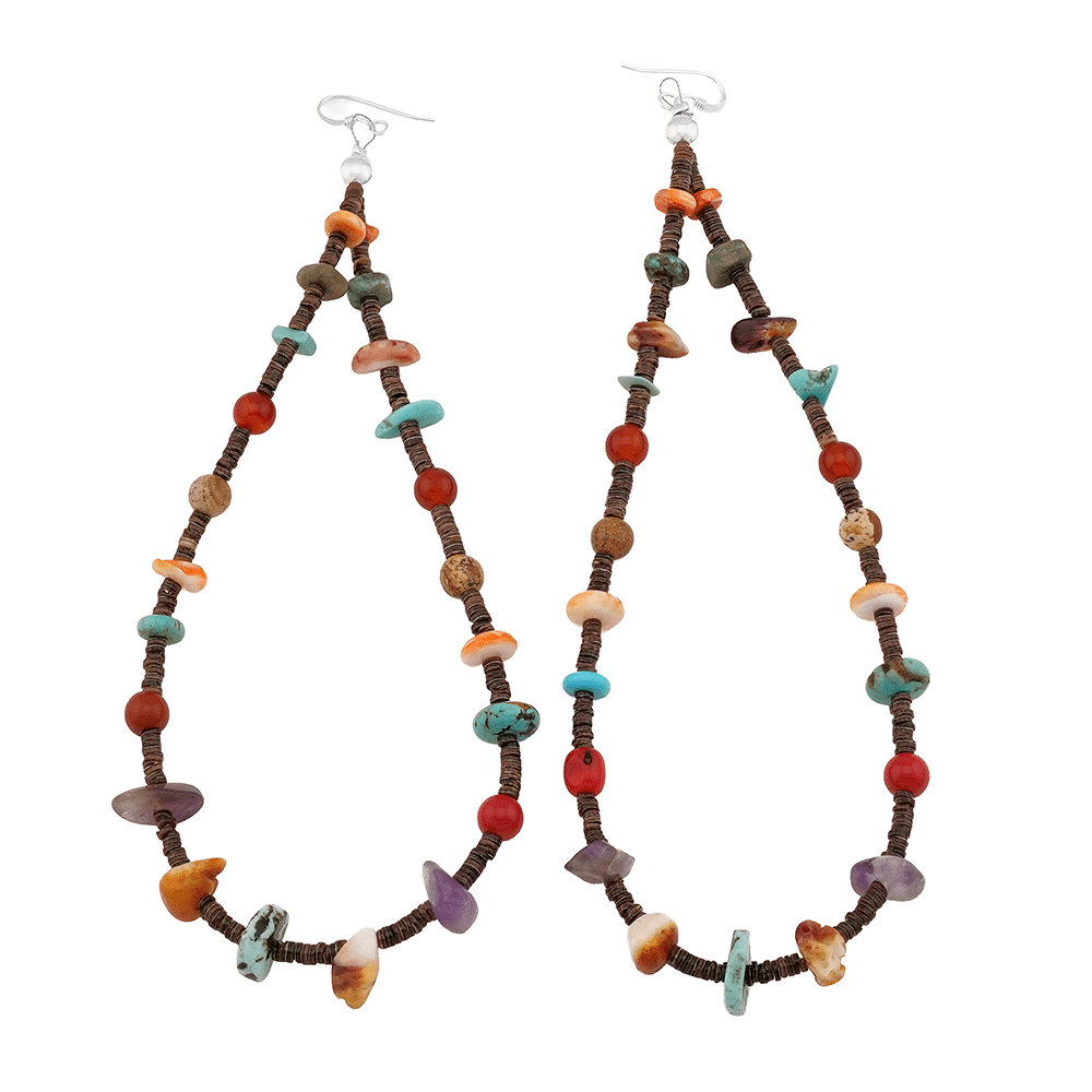 Hand Strung Multi Color Loop Earrings - Image 3