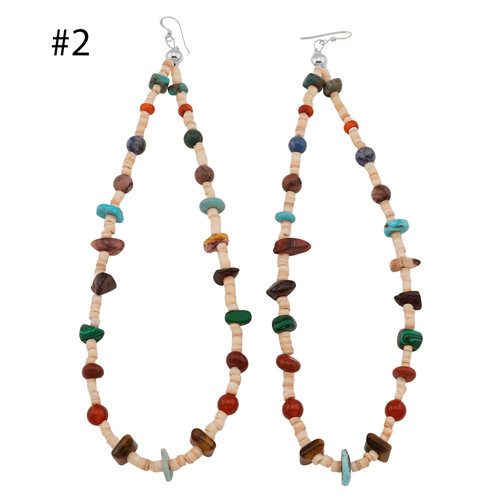 Hand Strung Multi Color Loop Earrings - Image 2