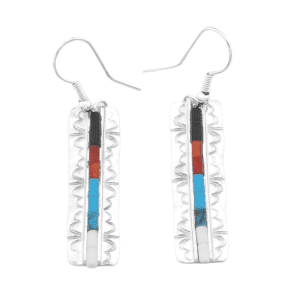 Multi Color Heishi Sterling Stamped Earring