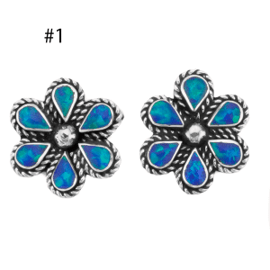 Assorted Color Zuni Opal Post Earrings