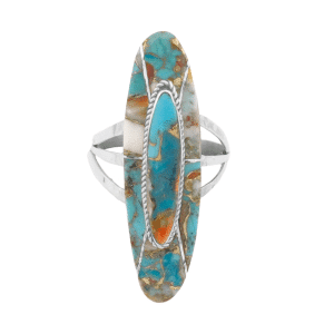 Inlay Compressed Turquoise and Spiny Oyster Women's Ring