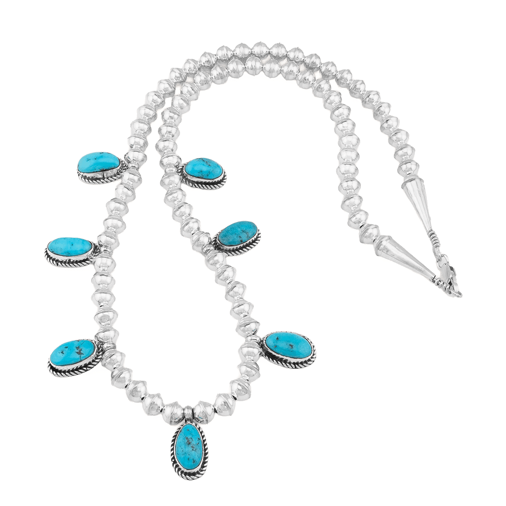 Turquoise Silver Bead Necklace