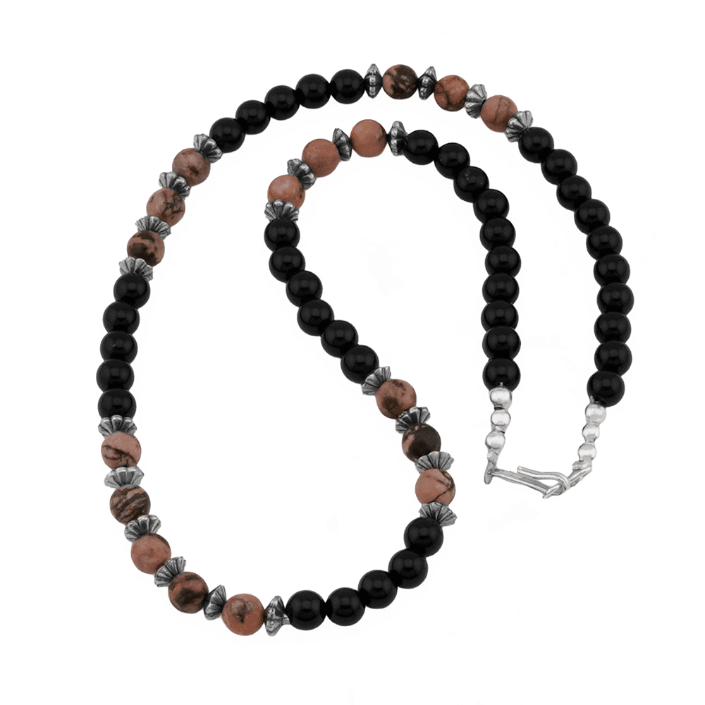 Black Onyx and Rhodonite Necklace