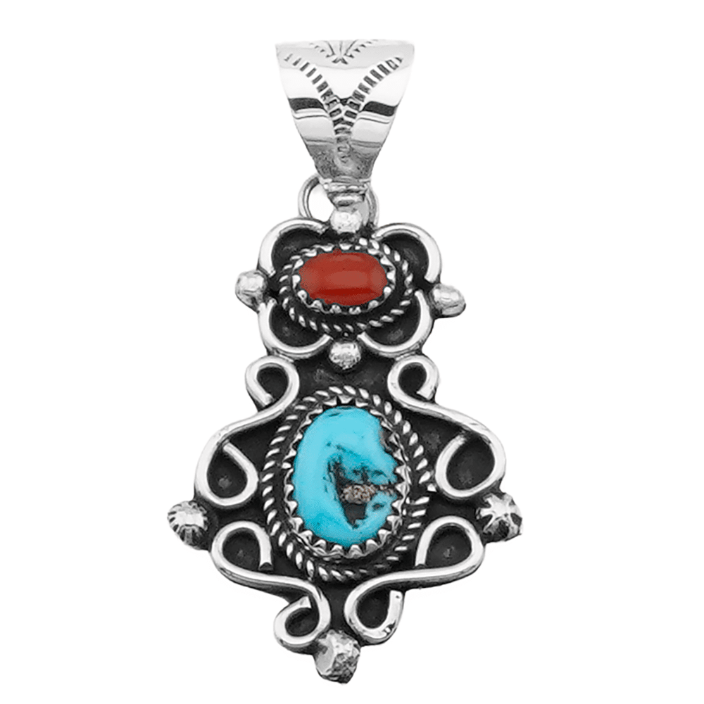 Turquoise and Coral Pendant