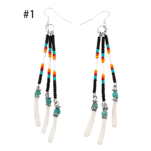 Seed Bead, Turquoise, Dentalium Shell Earring