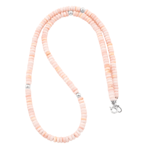Pink Conch And Silver Bead Necklace