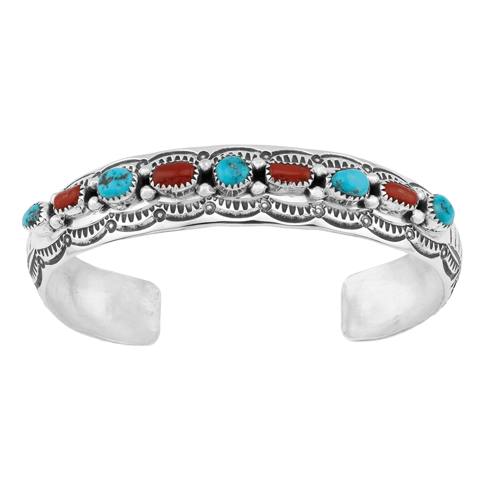 Turquoise And Coral Bracelet