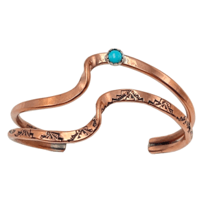 Double Copper Wave Bracelet with Turquoise