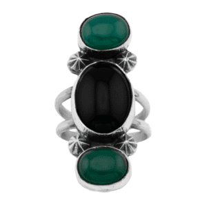 Black And Green Onyx Ladies Ring