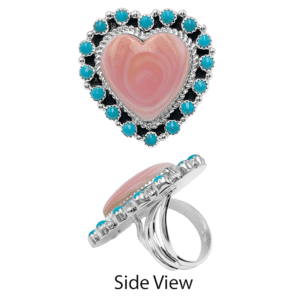 Pink Conch Heart and Turquoise Women's Ring