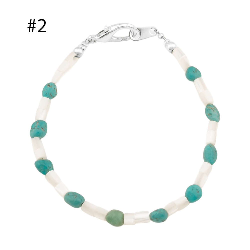 Turquoise and Mother Of Pearl Heishi Bracelet - Image 2