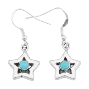 Sterling Silver Cast Turquoise Star Earrings