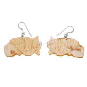 Carved Yellow Shell Buffalo Earrings