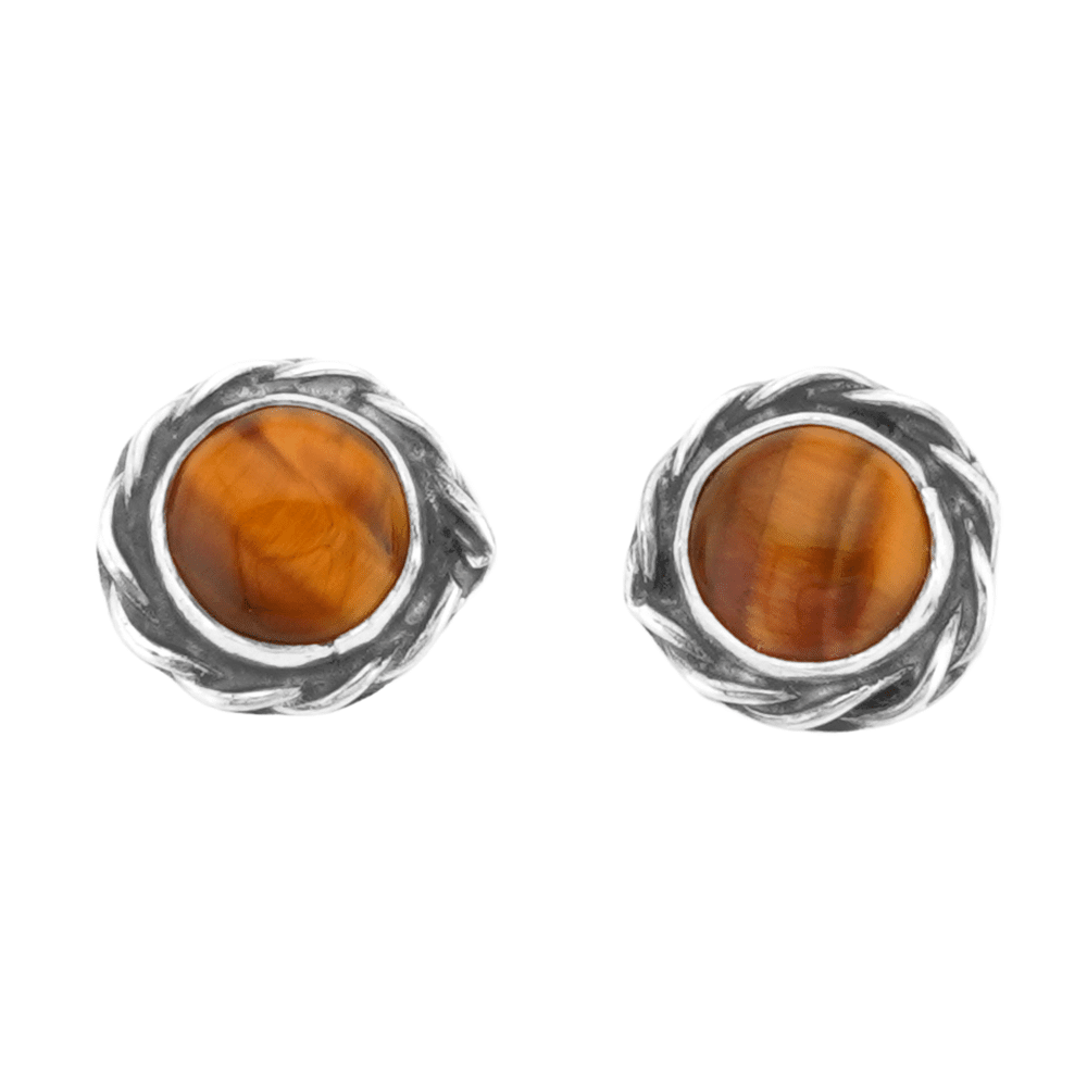 Tiger Eye Twist Wire Post Earring