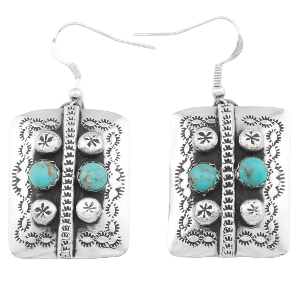 Turquoise Rectangle Concho Earring