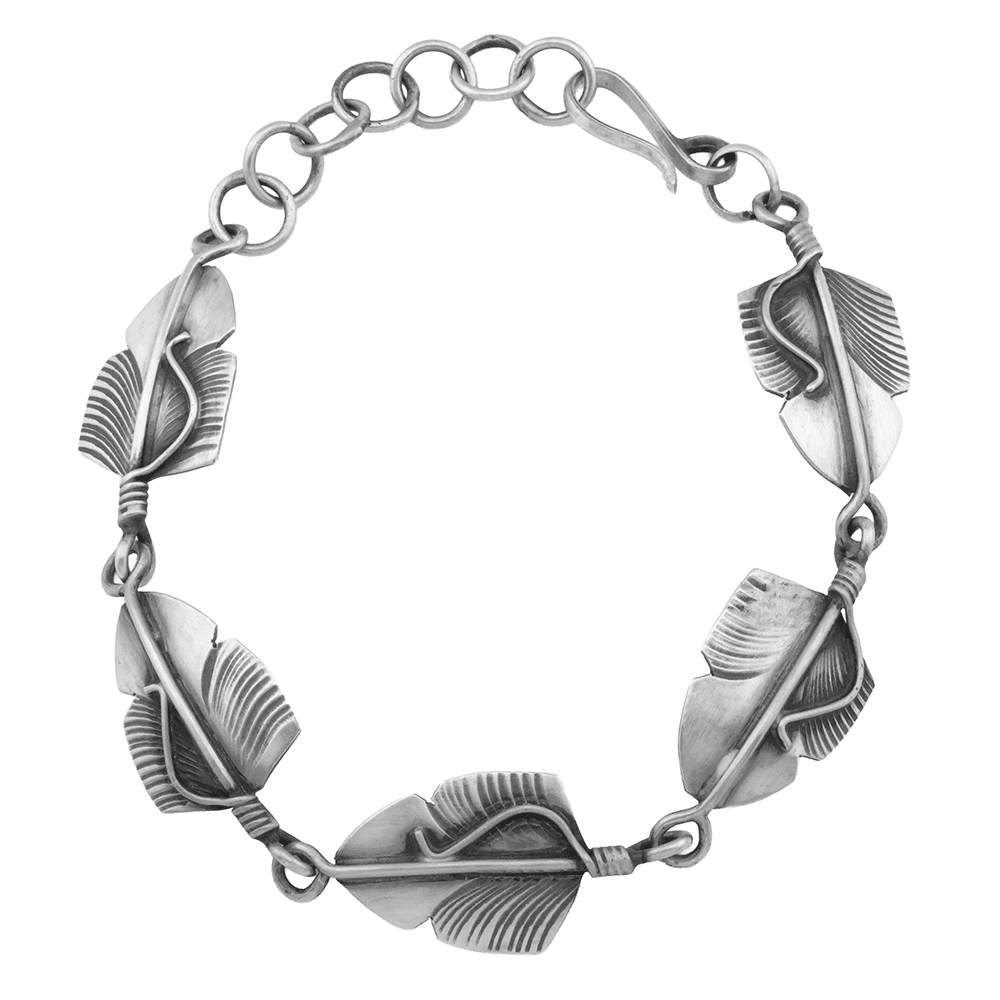 Satin Sterling Feather Link Bracelet