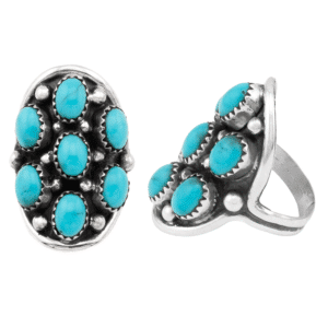 Turquoise Cluster Saddle Ladies Ring
