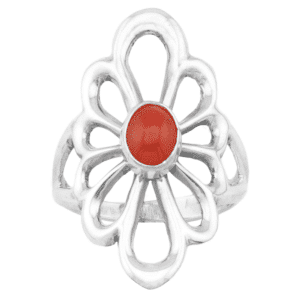 Silver Cast Ring with Coral