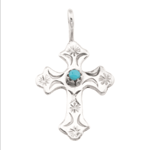 Cast Cross Turquoise Pendant