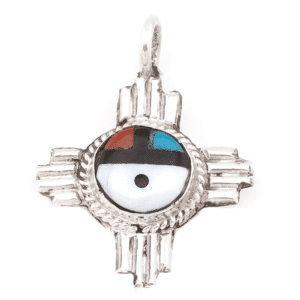 Zuni Inlay Sunface Zia Pendant