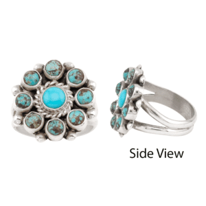 Kingman Turquoise Cluster Rings