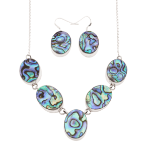 Abalone Shell Necklace And Earrings Set