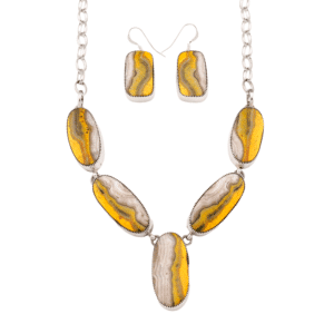 Bumblebee Jasper Necklace And Earrings Set